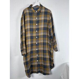 CP Shades Womens Plaid Shirt Dress Medium Button-Down Cotton Long Sleeve NWOT
